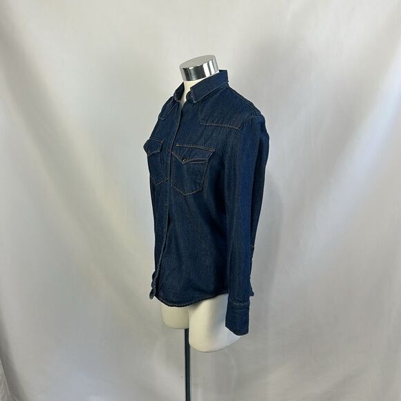 Rag and Bone Dark Denim Snap Front Blouse - Picture 5 of 6
